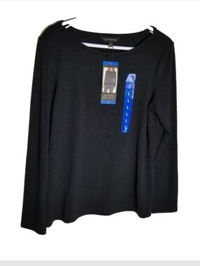 Banana Republic Top Women's Large Round Neck Long Sleeve Shirt Black New